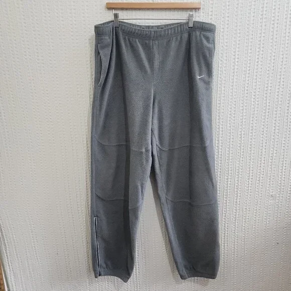 Vintage Nike Gray Fleece Sweatpants XXL Red Embroidered Logo Baggy Fit Retro - Picture 3 of 12